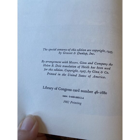 Heidi By Johanna Spyri Illustrated Junior Library Edition 1982 Hardcover - Picture 6 of 11